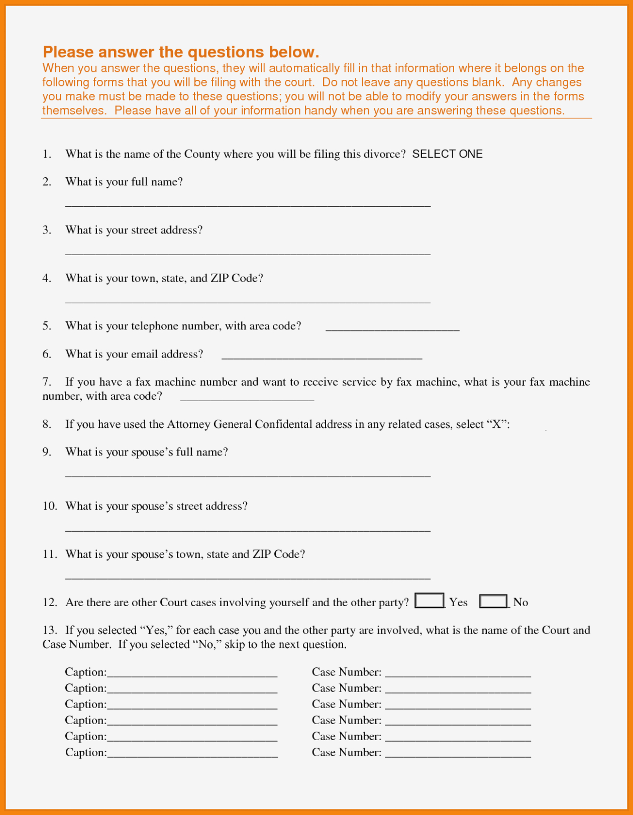 Free Printable North Carolina Divorce Papers Pdf Word