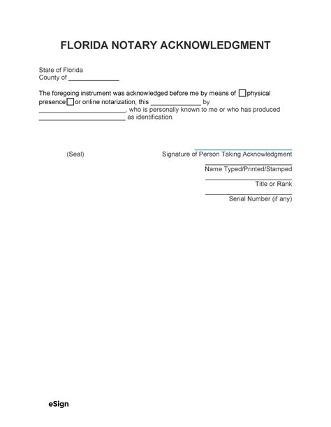 Free Printable Notary Acknowledgement Templates Pdf Word Example