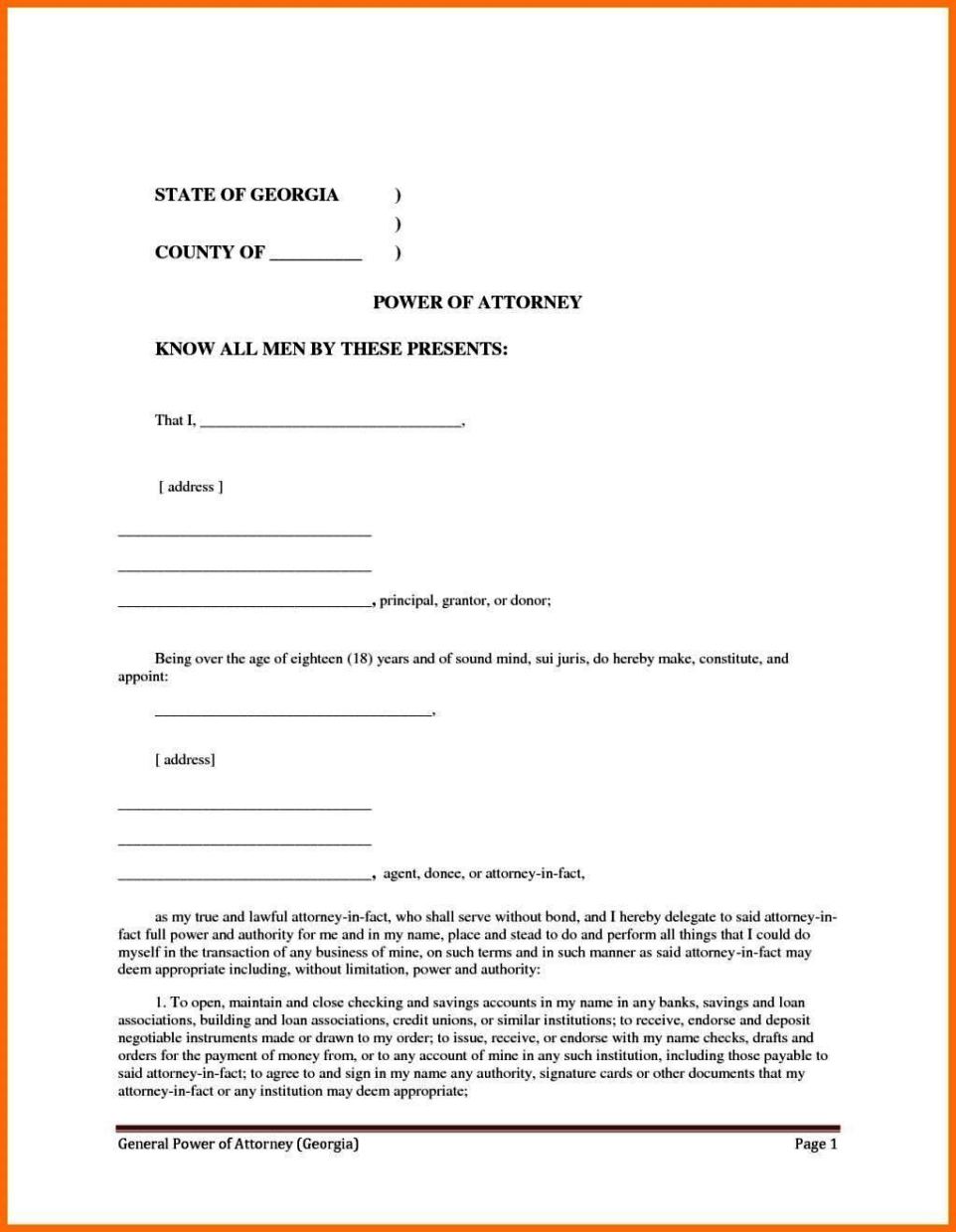 Free Printable Power Of Attorney Simple Form Generic