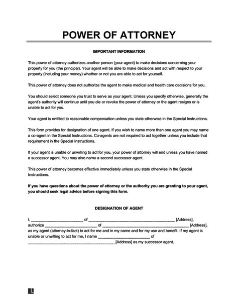 Free Printable Power Of Attorney Template Get Access To 1 Million Free