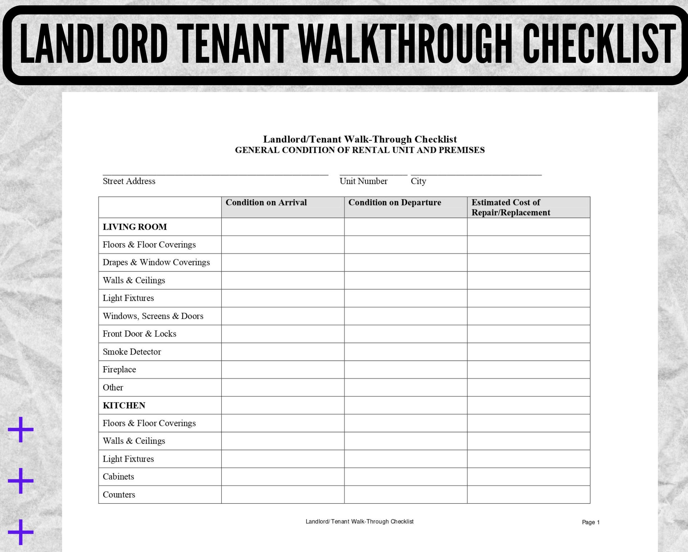 Free Printable Rental Walkthrough Checklist