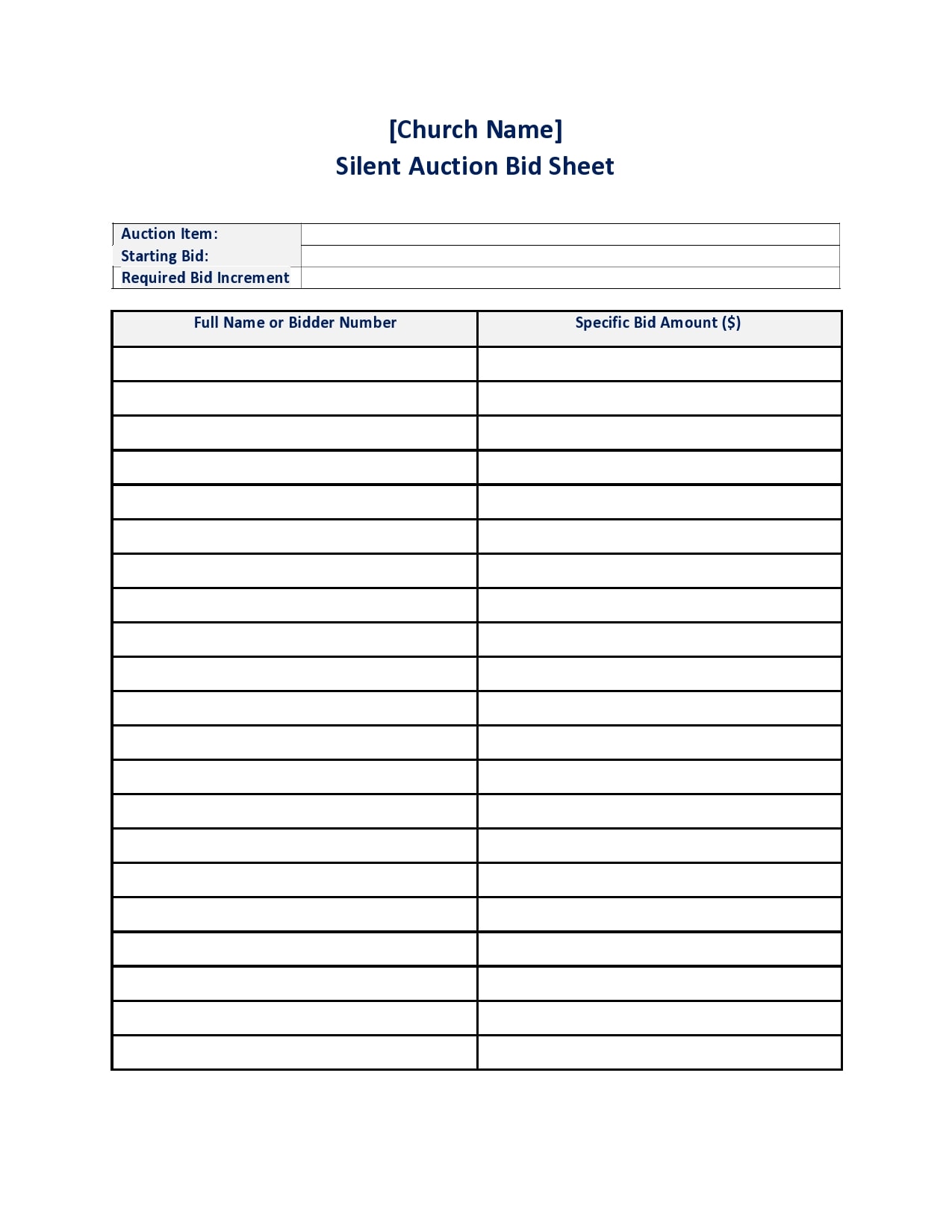 Free Printable Silent Auction Forms Printable Blog