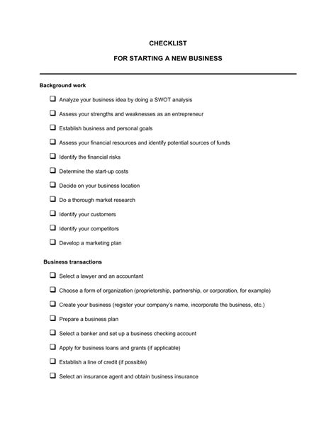 Free Printable Startup Business Checklist Template Checklist Templates