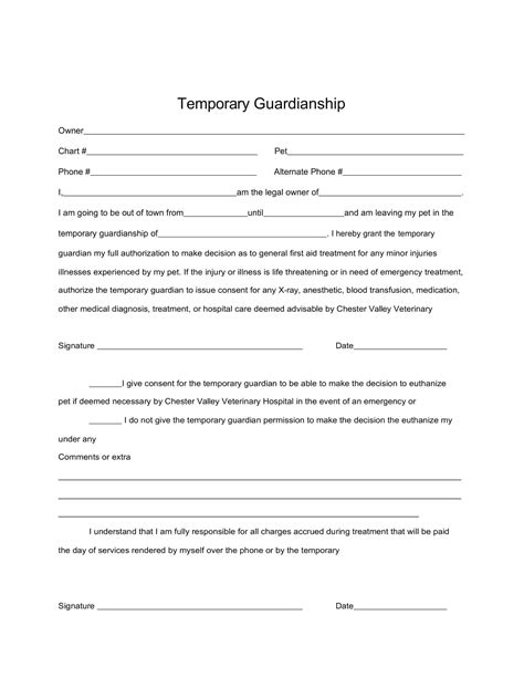 Free Printable Temporary Guardianship Forms For All States Word Best Collections