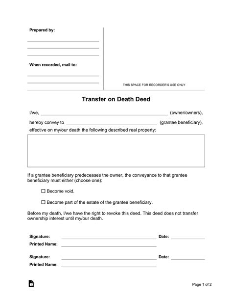 Free Printable We Transfer On Death Deed Form Printable Forms Free Online