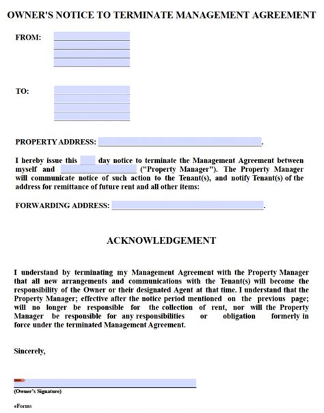 Free Property Management Agreement Termination Letter Pdf Word Eforms