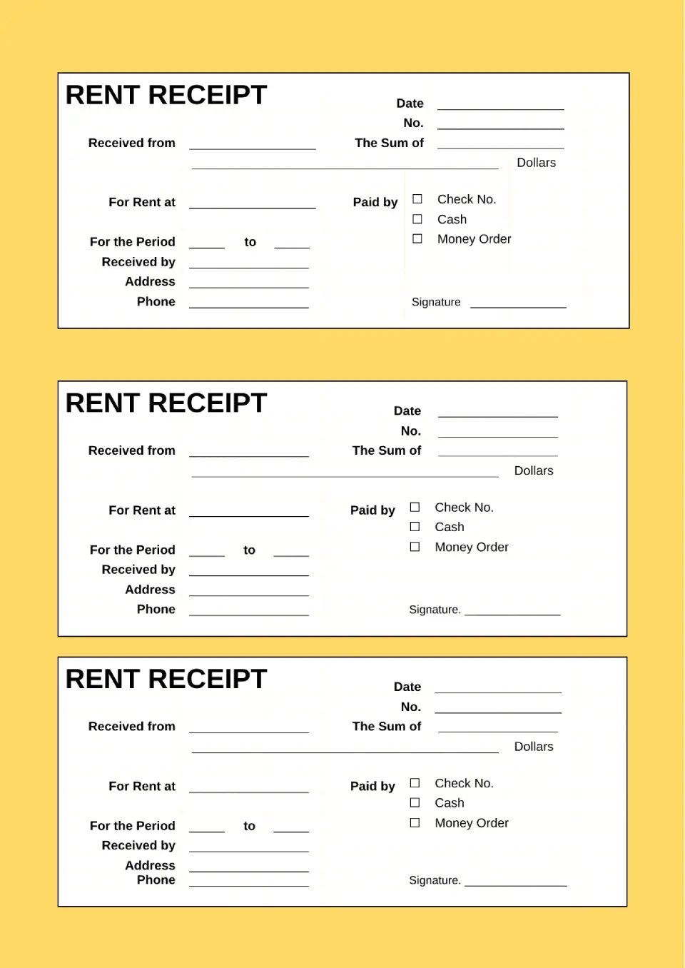 Free Rent Receipt Template For Google Docs