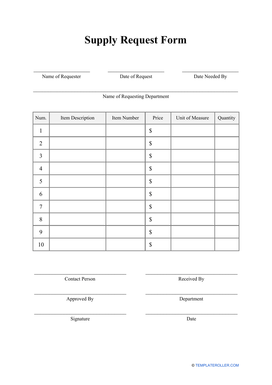 Free Request Form Template