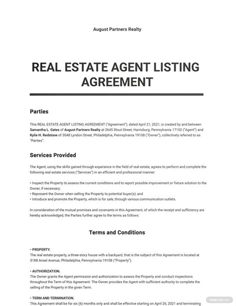 Free Rhode Island Real Estate Agent Listing Agreement Pdf Word Eforms