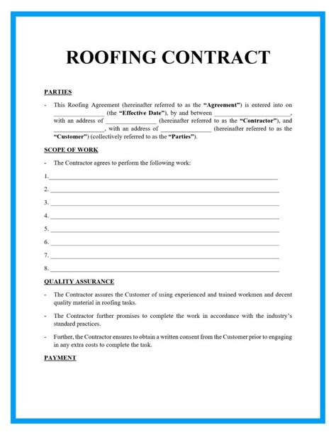 Free Roofing Contract Template Samples