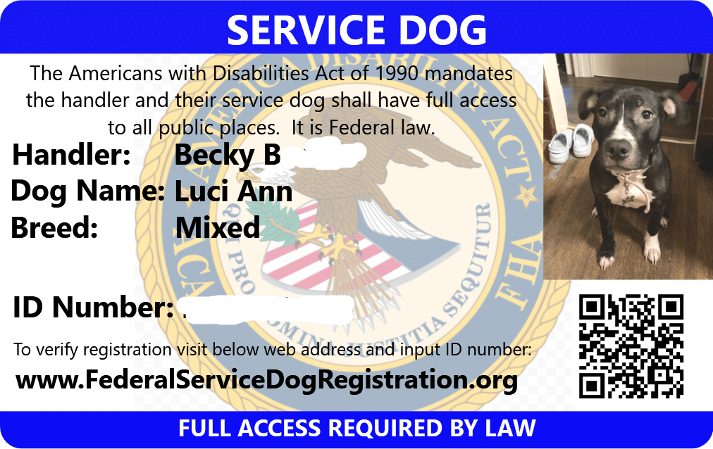 Free Service Dog Registration Federal Service Dog Registration