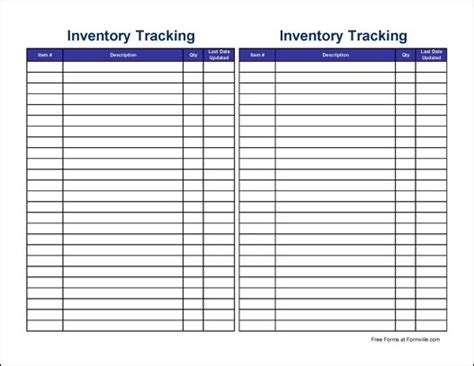 Free Simple Inventory Tracking Sheet Tall From Formville