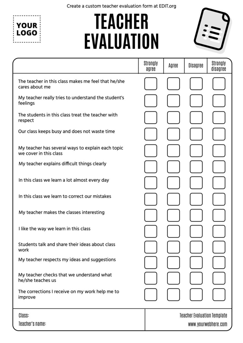 Free Teacher Evaluation Forms And Examples Word Pdf