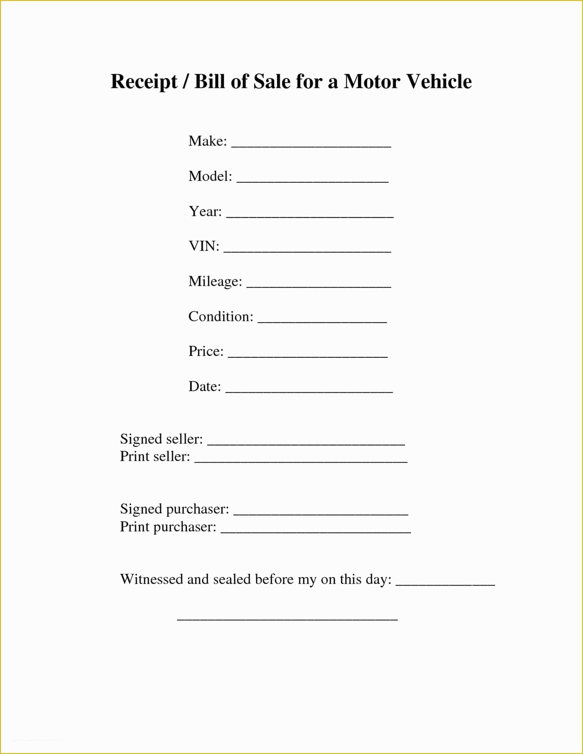 Free Tennessee Bill Of Sale Dmv Form Template