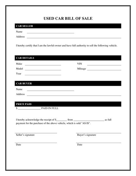 Free Texas Bill Of Sale Forms Pdf Word Eforms