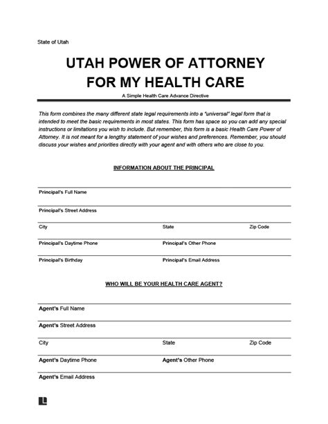 Free Utah Medical Power Of Attorney Pdf Amp Word Legal Templates