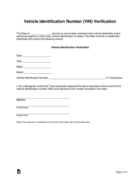 Free Vin Verification Form Pdf Word - Eforms, 40% Off