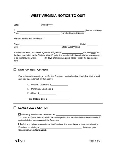 Free West Virginia Eviction Notice Templates 4 Pdf Word