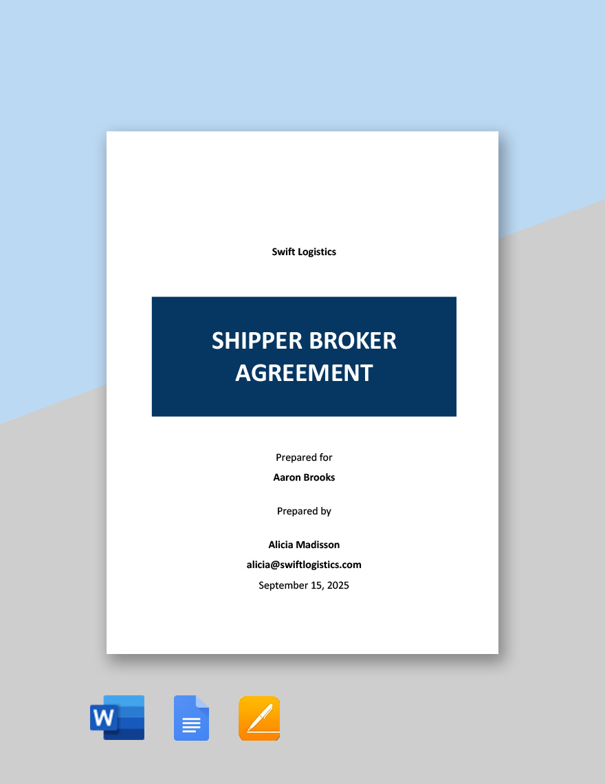 Freight Broker Shipper Agreement Template Tutore Org Master Of