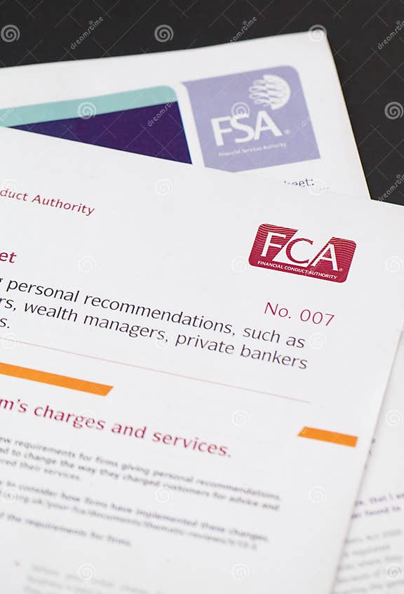 Fsa And Fca Editorial Photography Image Of Paper Financial 36682067