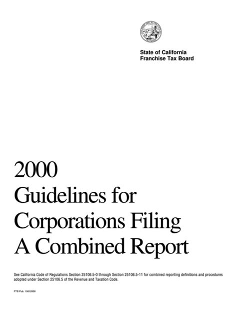 Ftb Pub 1061 2000 Guidelines For Corporations Filing A Combined