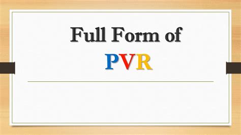 Full Form Of Pvr Did You Know Youtube