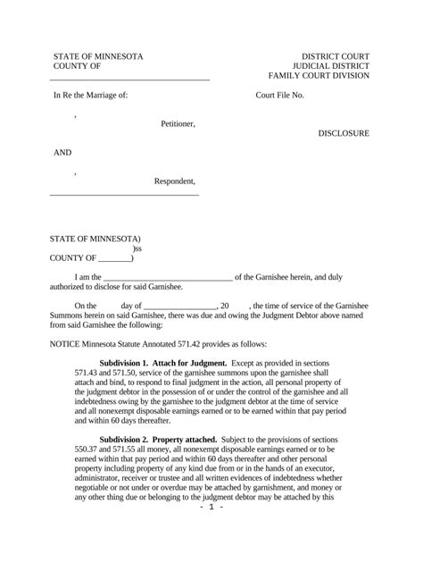 Garnishment Disclosure Minnesota Form Fill Out And Sign Printable Pdf