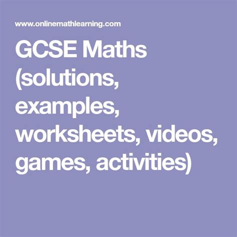 Gcse Maths Solutions Examples Worksheets Videos Games Activities