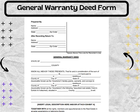 General Warranty Deed Template General Warranty Deed Form General Warranty Deed Etsy