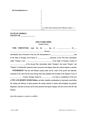 Georgia Executor Deed Form Complete Legal Document Online Us Legal Forms