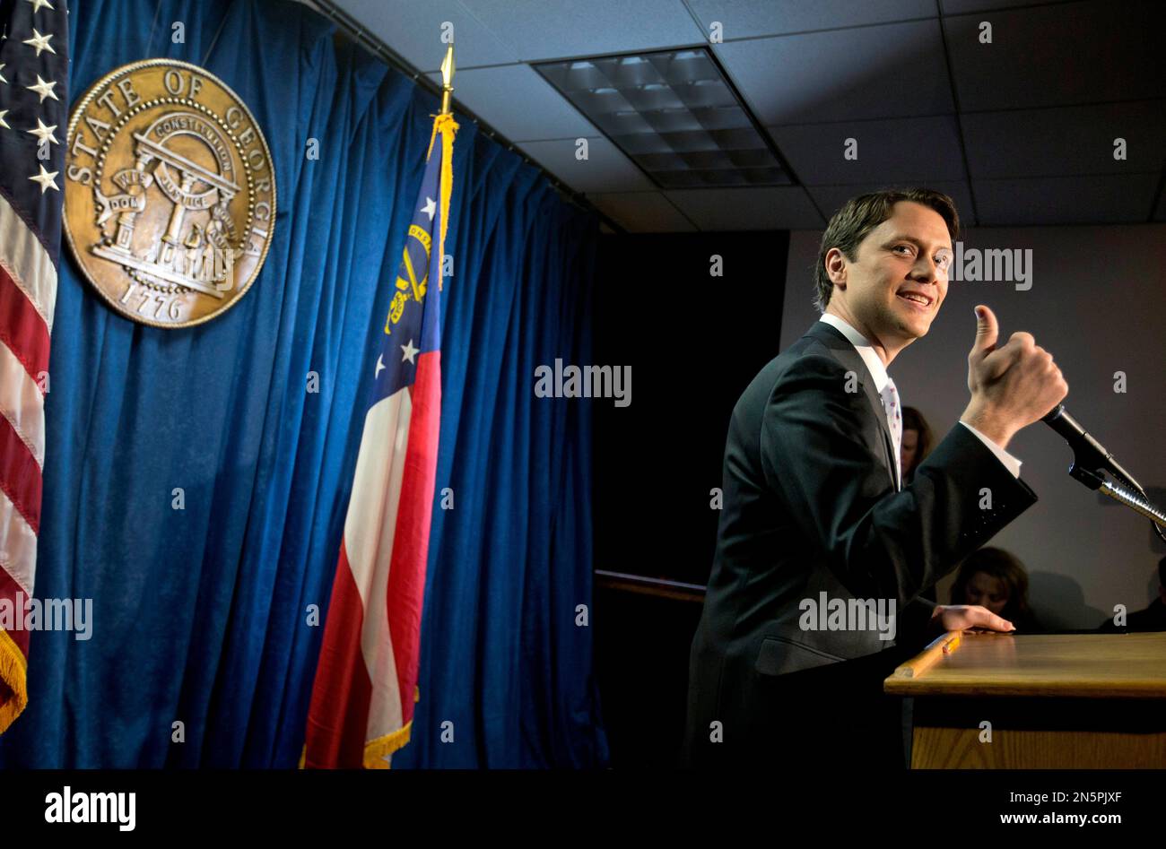 Georgia Sen Jason Carter D Decatur Right Climbs The Stairs Of The