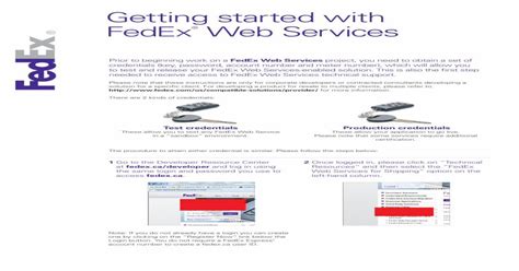 Getting Started With Fedex Web Web Services Prior To Beginning Work