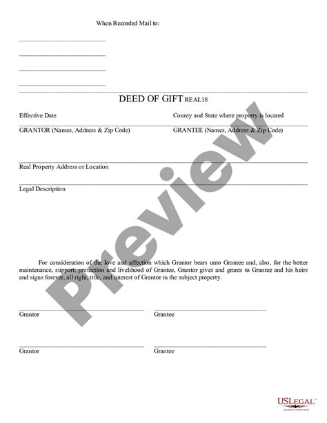 Gift Deed Form Without Blood Relation Us Legal Forms