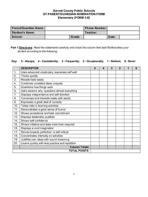 Gifted Talented Nomination Form Alva Public Schools Fill Out