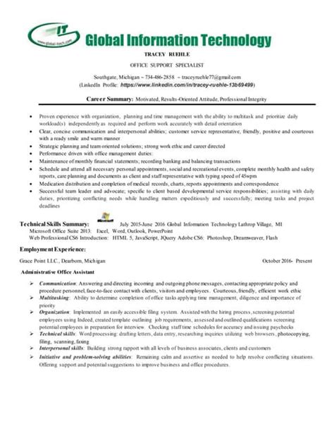 Global It Resume Template Tracey 2016 Pdf Free Download