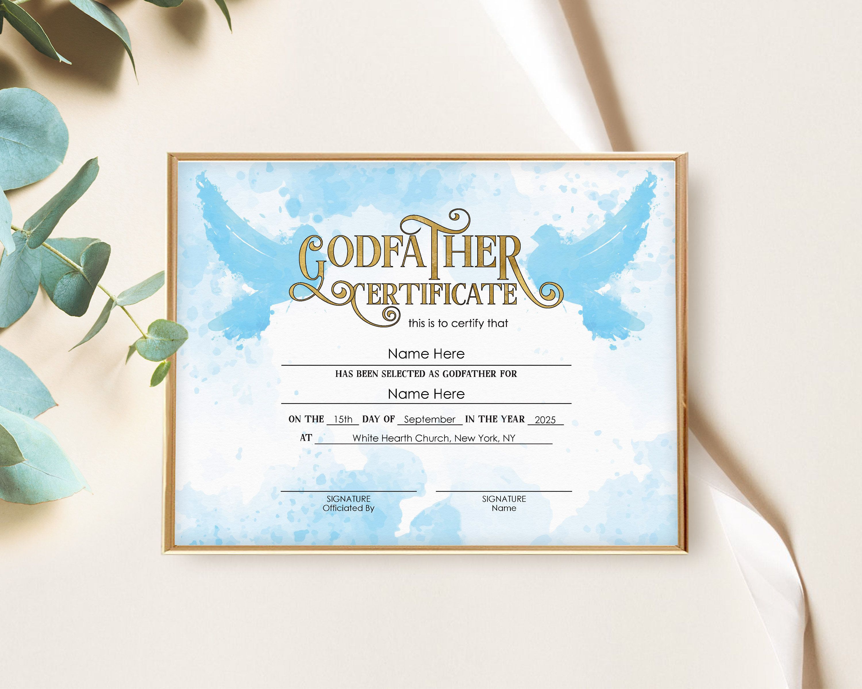 Godfather Certificate Printable Certificate Certificate Templates