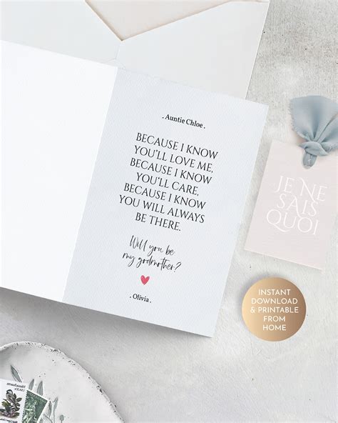 Godmother Proposal Card Will You Be My Godmother Card Godparent