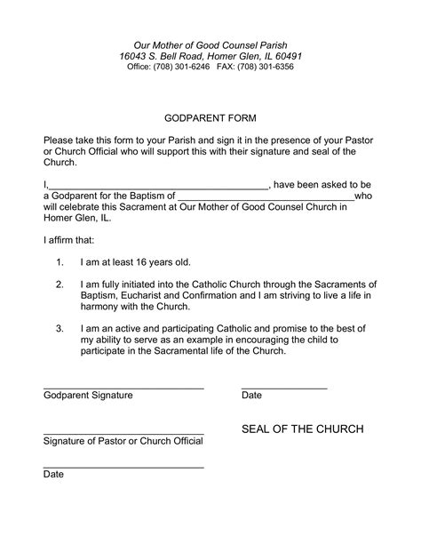 Godparent Form Fill Out Printable Pdf Forms Online