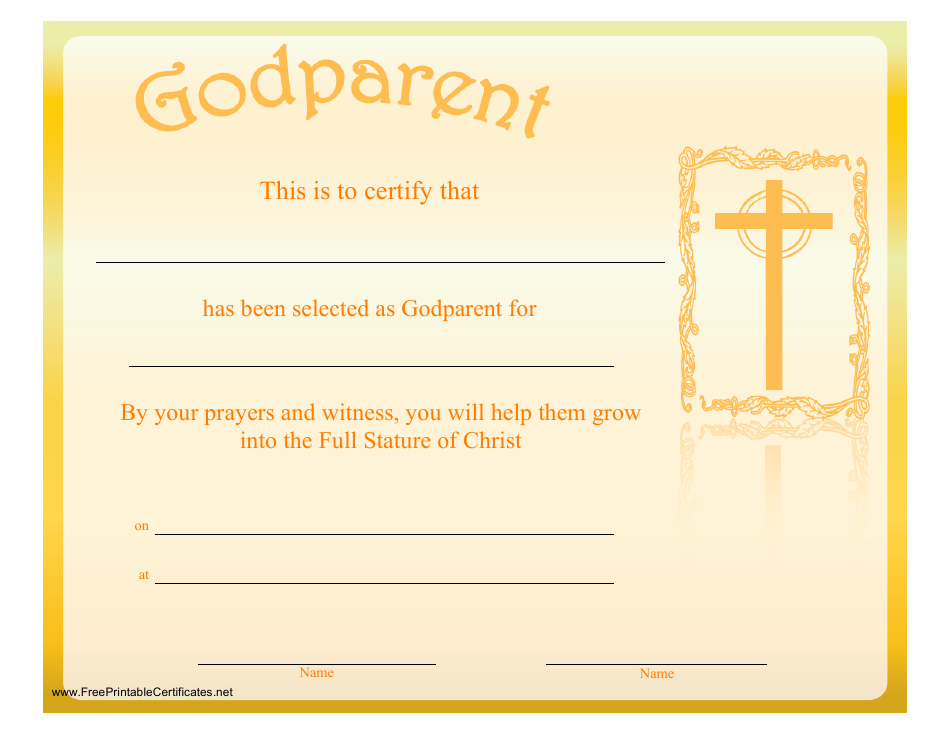 Godparents Certificate Template Printable Pdf Download