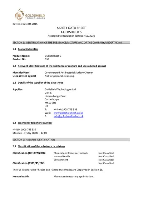 Goldshield 5 Msds Download