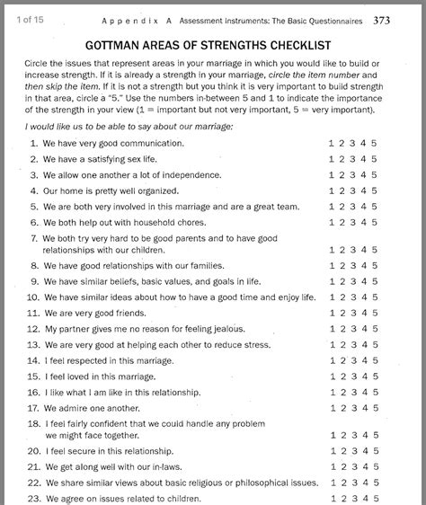 Gottman Worksheets For Couples