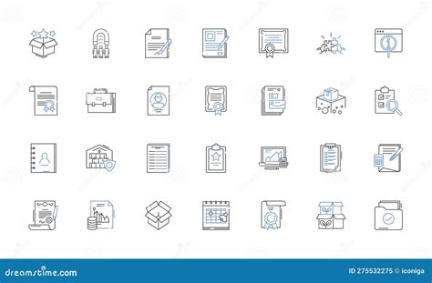 Government Paperwork Line Icons Collection Bureaucracy Forms