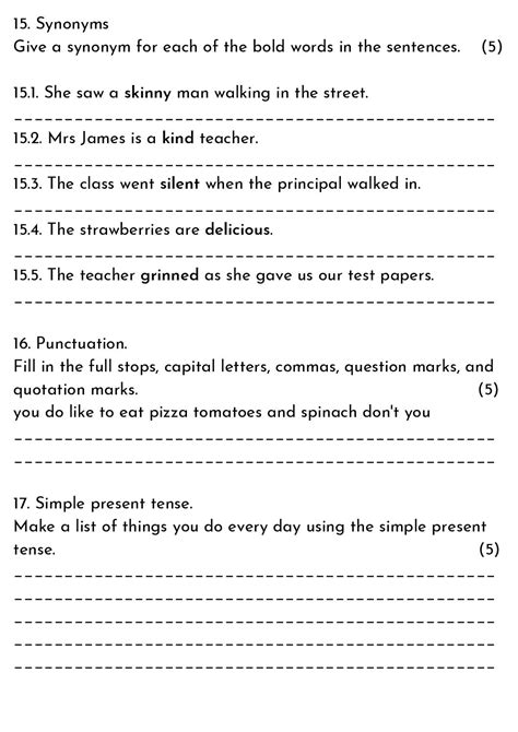 Grade 5 English Large Revision Test Teacha