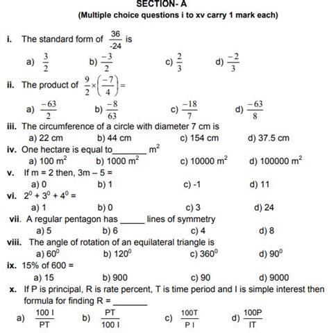 Grade 7 Mathematics Third Term Test Papers