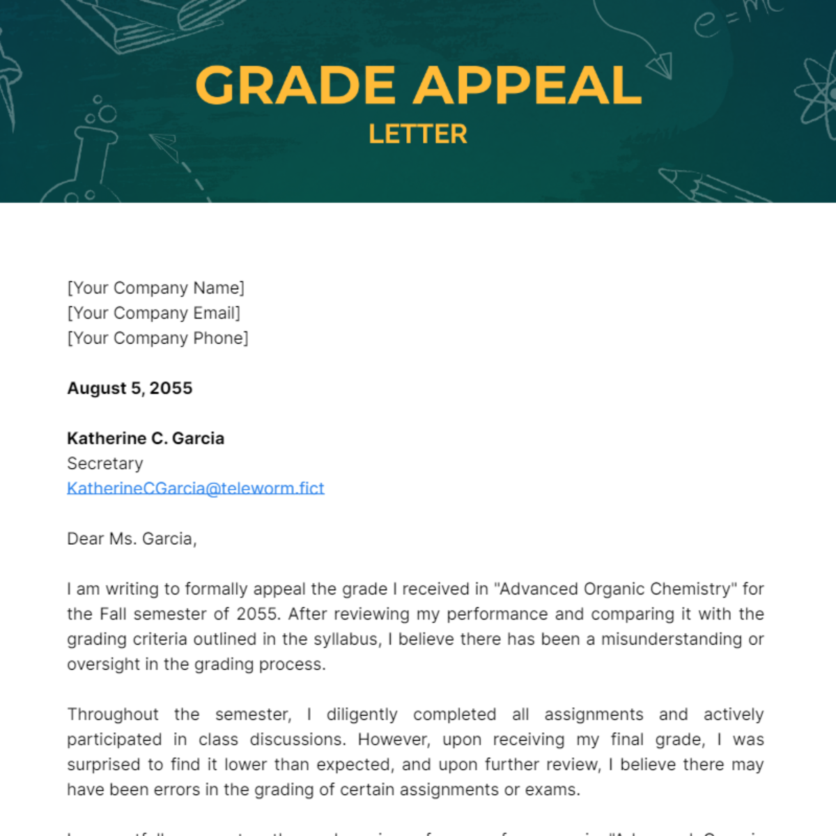 Grade Appeal Letter And Its Example Template Business Psd Excel Word Pdf