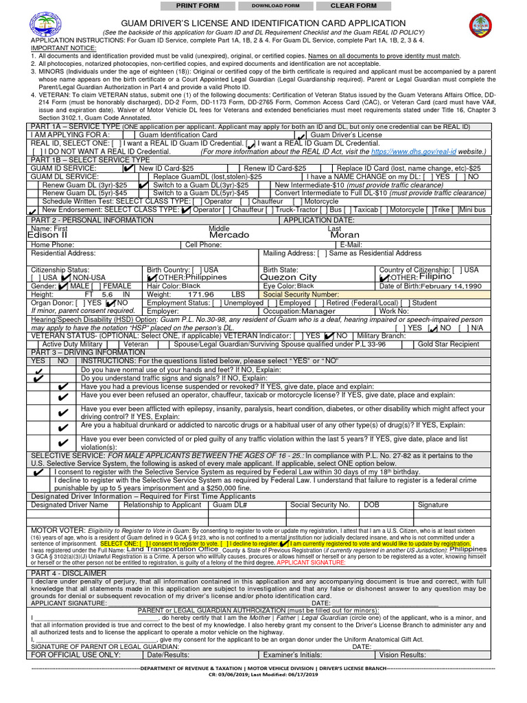 Guam Guam Id Card Application Requirements Fill Out Sign Online