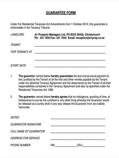 Guarantor Agreement Template