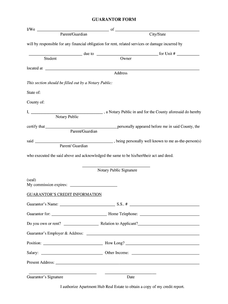 Guarantor Form Pdf Guarantor Form Requirements A Attach A Current