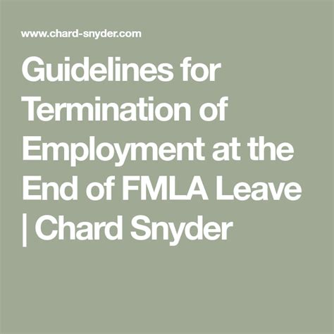 Guidelines For Termination Of Employment At The End Of Fmla Leave