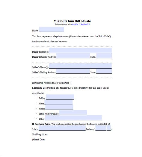 Gun Bill Of Sale 10 Free Sample Example Format Download Free